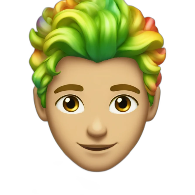Posh-muscle-boy-with-green-eyes-and-rainbow-hair-and-pearl-necklace-in-golden-bathtub emoji