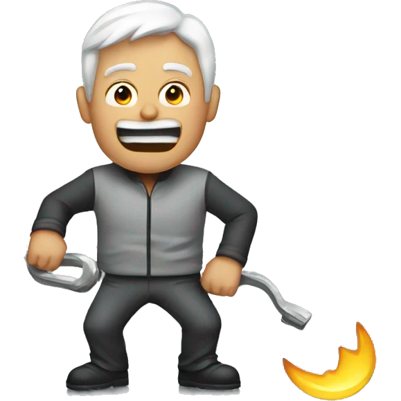 a man trying to bend metal emoji