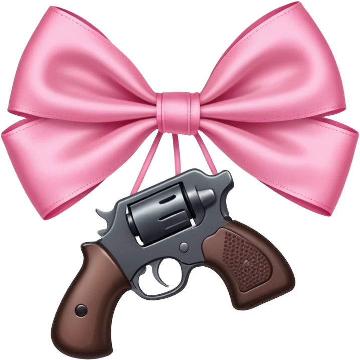 Pink bow with a gun emoji