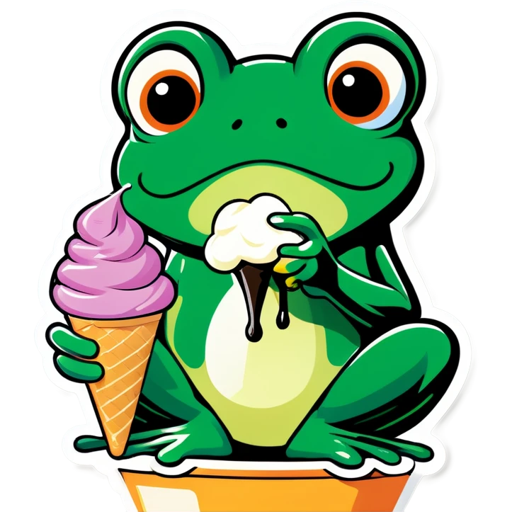 Frog with ice cream emoji