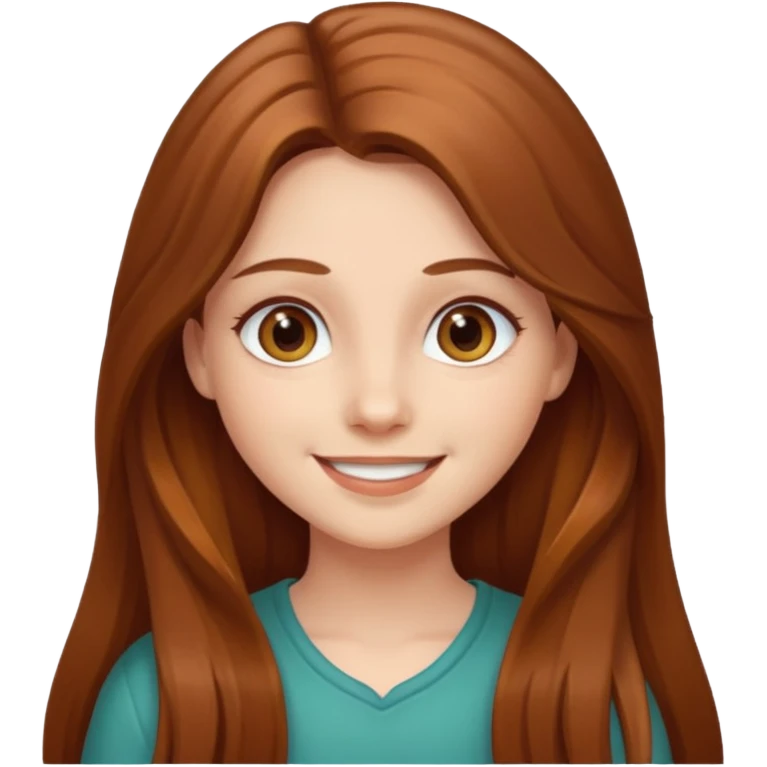 create a girl with chestnut colored long hair, hazel eyes and beautiful smile emoji