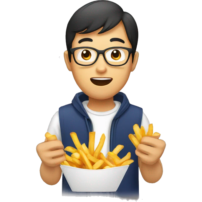 asiat people eat french fries emoji