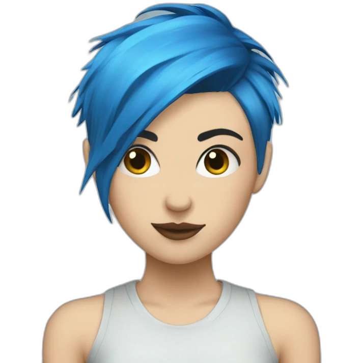 Short blue hair punk girl emoji