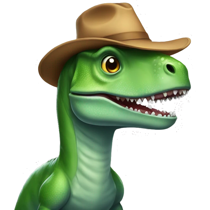 dinosaure avec un chapeau emoji