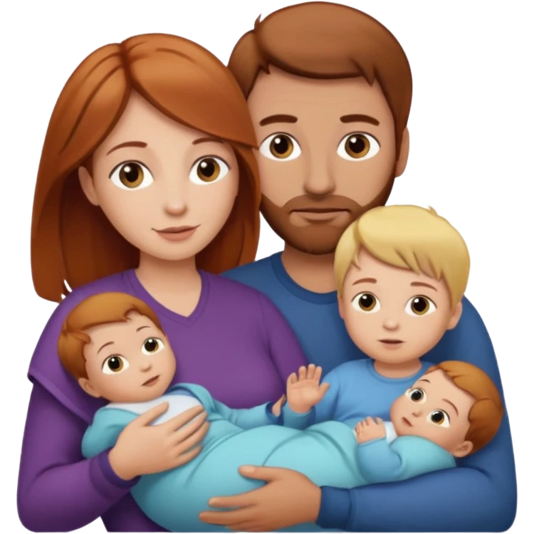 A mother and father with a baby - the mother has reddish-brown hair, father has brown hair and baby has blonde hair emoji