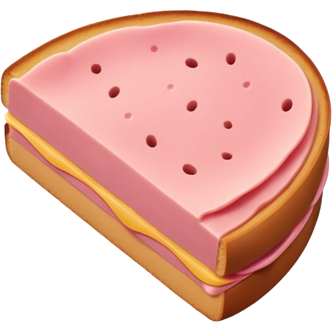 single flat pink bologna slice, no extras, no background, emoji style emoji