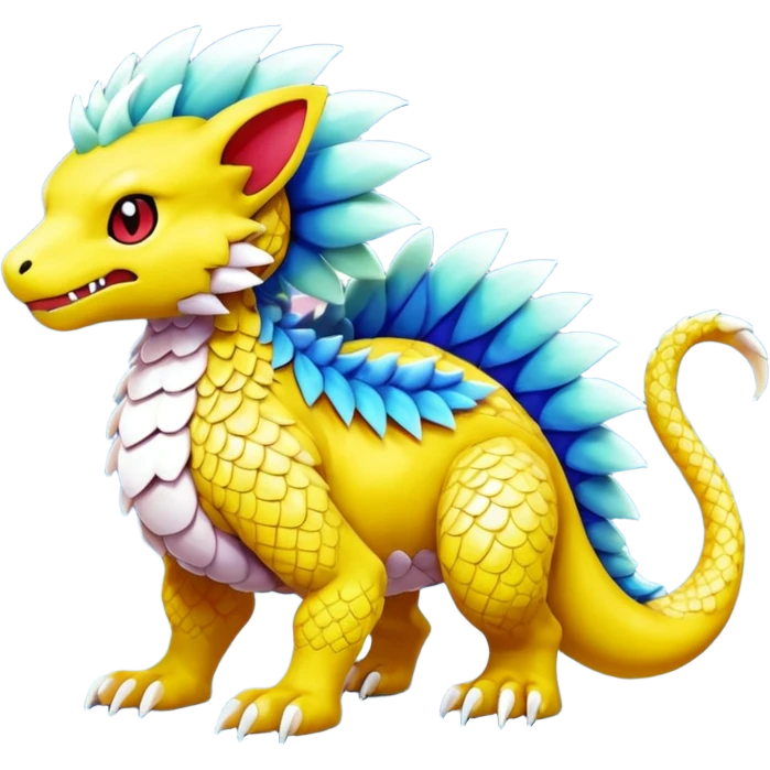 Colorful Vibrant Unique Pokémon-Digimon-Fakémon-hybrid-creature (full body) emoji