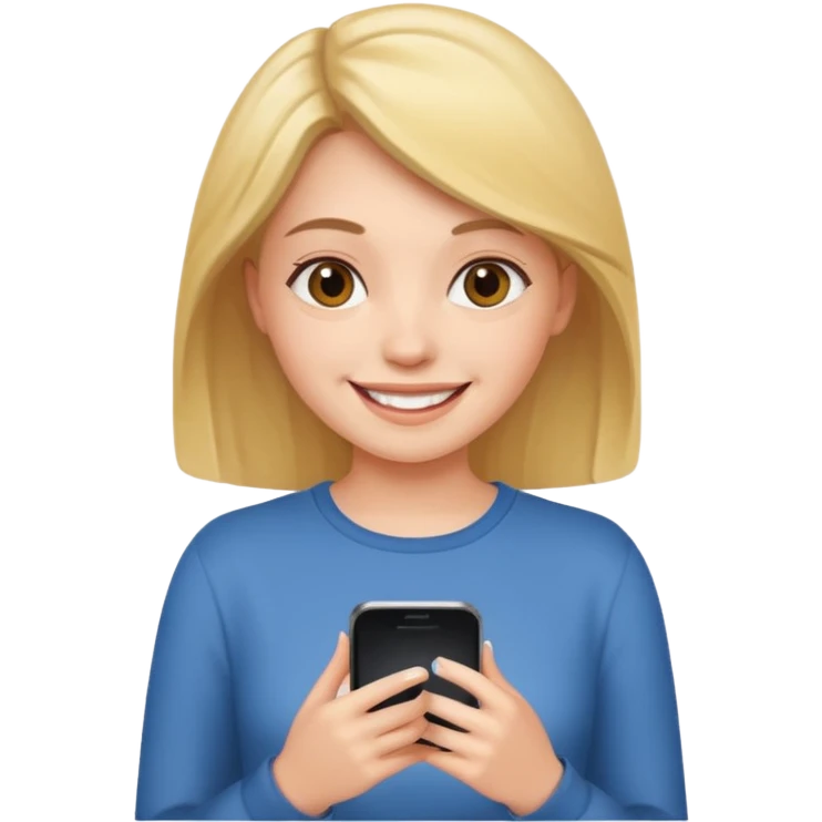 young woman scrolling on her phone @emoji emoji