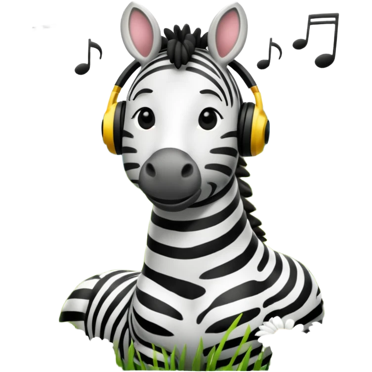 A zebra listening to music emoji