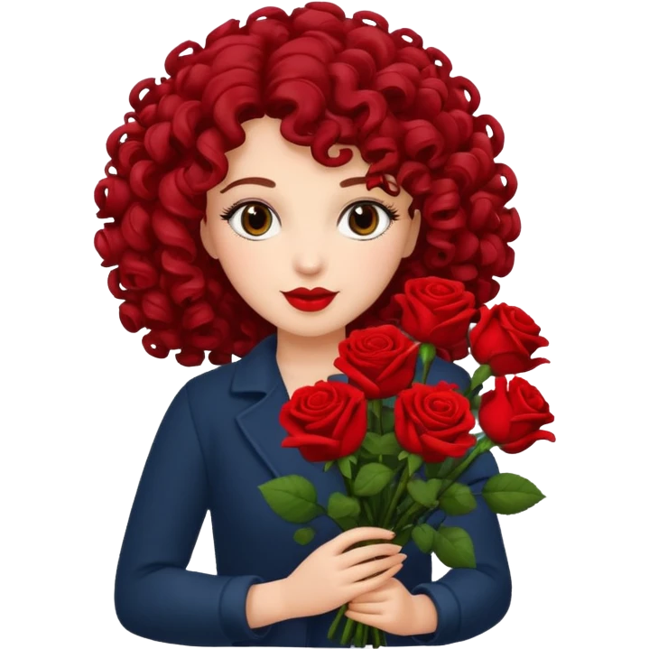 curly woman flower-holding person bouqet emoji
