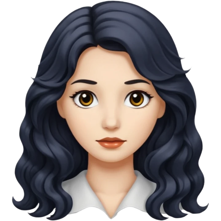 mid-hair long normal wavy hair with black eyes, and white skin emoji