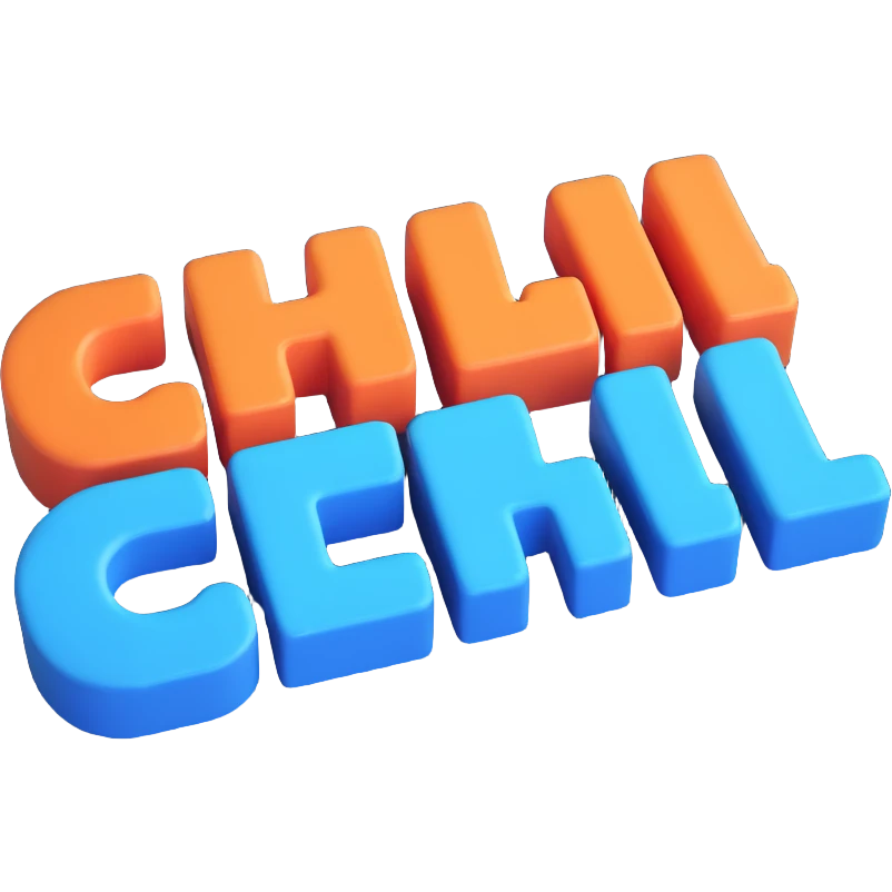 simple, clean, 3D text image with the word 'chill' centered, no emoji or face, transparent background emoji