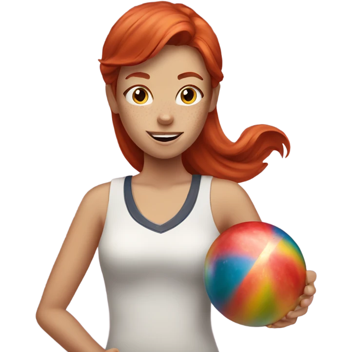 red haired girl with freckles bowling emoji