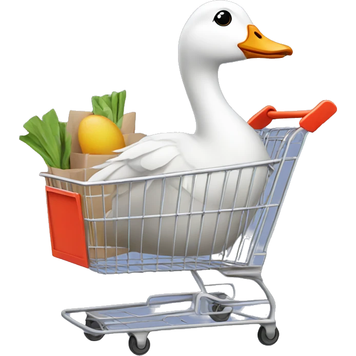 Goose with a shopping cart emoji