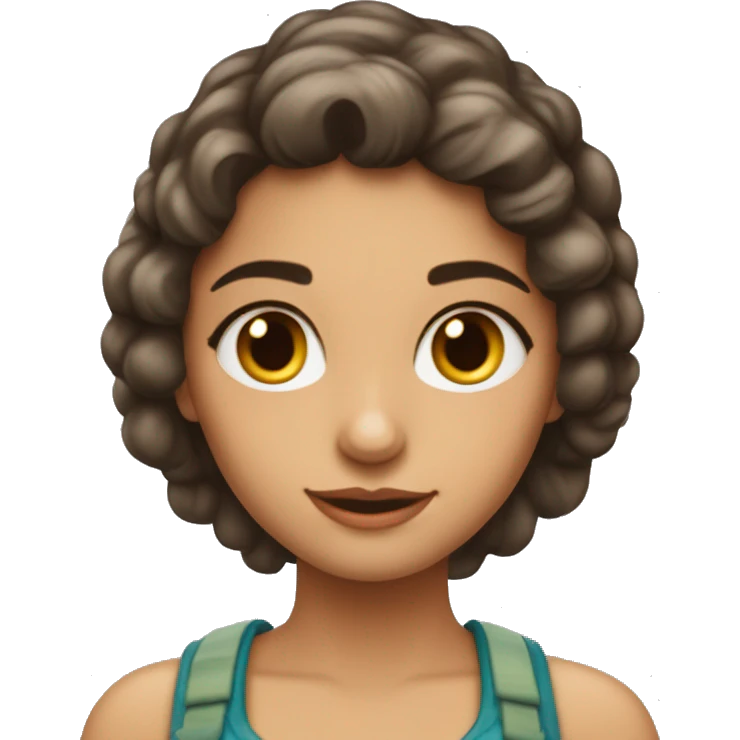 menina morena cabelos cacheados longos olhos castanhos emoji