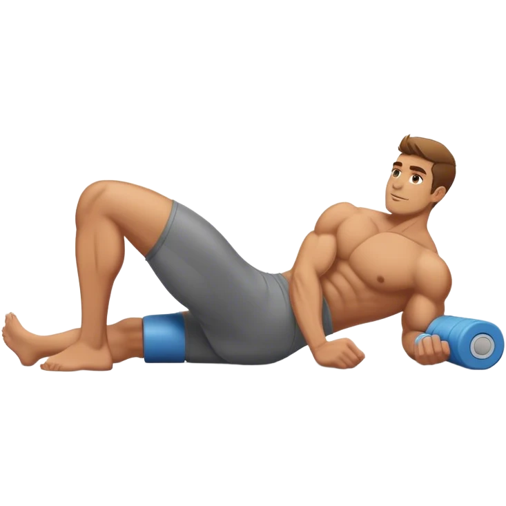 buff guy lying lats down on foam-roller emoji