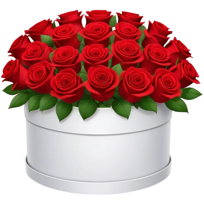 bouquet of 15 red roses in a round white box  emoji