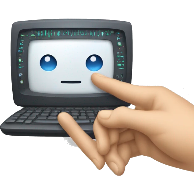 Computer controlling human using a phone emoji