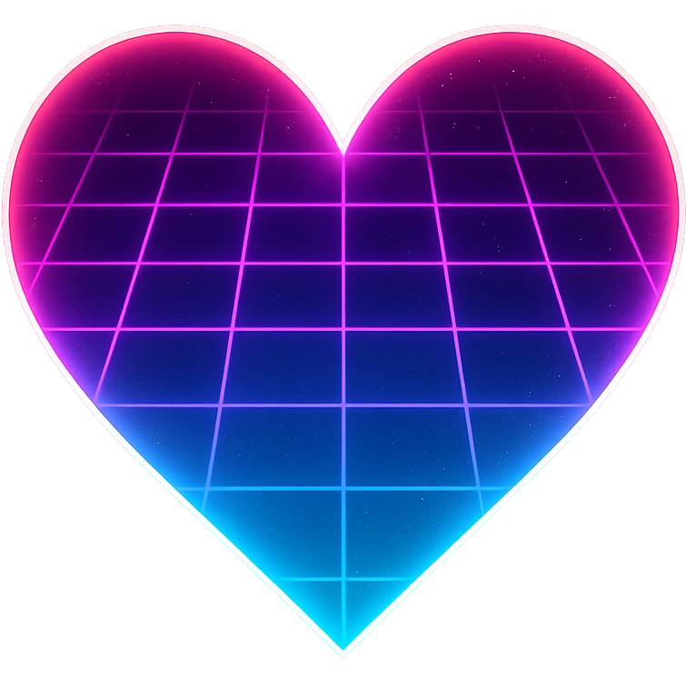 heart with a retro 80s theme emoji