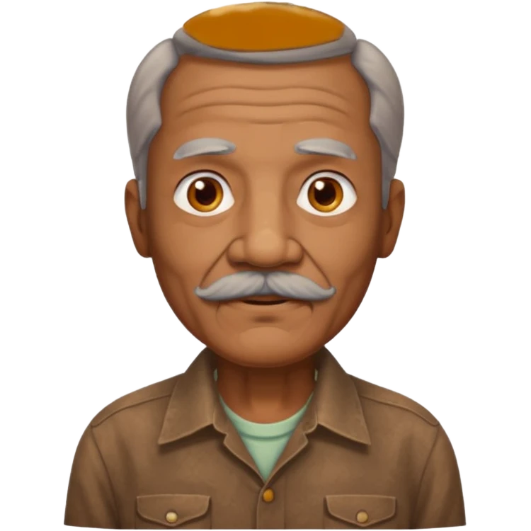 mustached elderly man with brown vintage shirt emoji