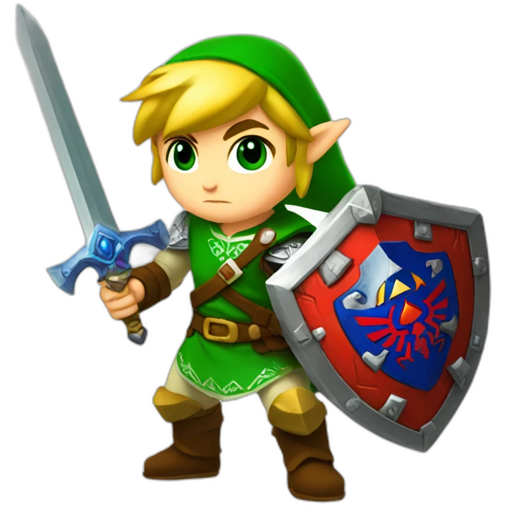 Zelda baby link standing with sword and shield emoji