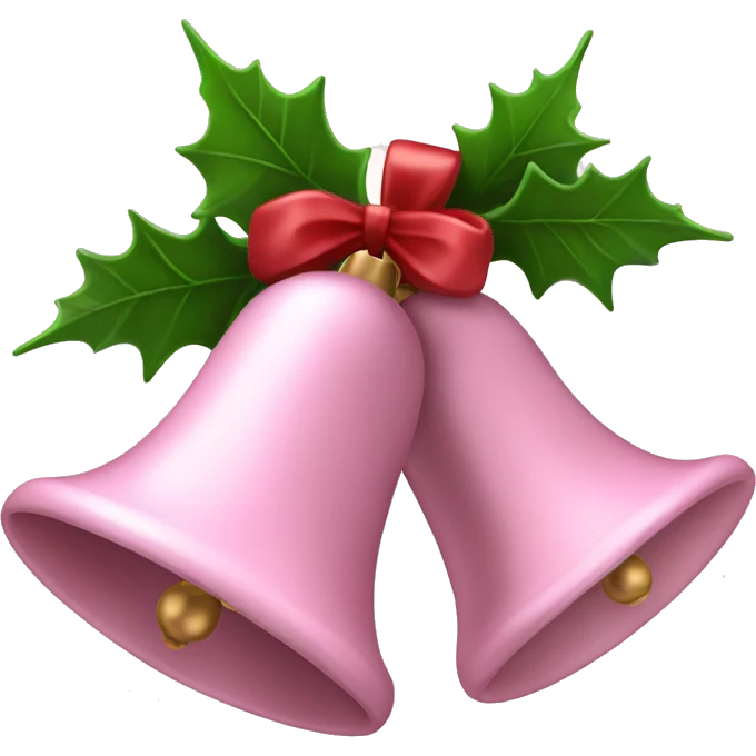 Light pink Christmas bells with Holly emoji