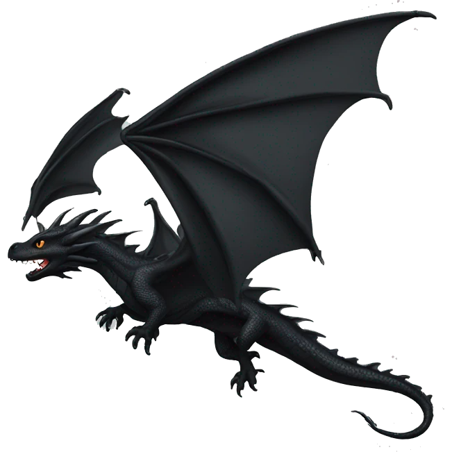Dangerous dragon all black flying emoji