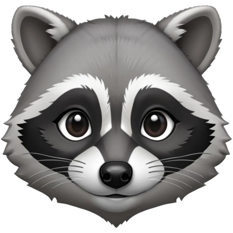 Cinematic-Noble-Raccoon-Portrait-Emoji – Poised and confident, with a sturdy build and a beautifully textured fur of silver-grey accented by dark black facial markings, deep-set, big black eyes, simplified yet sharp and sophisticated zoom out to show shoulders emoji