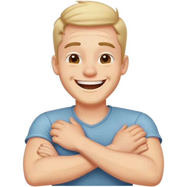 arms crossed holding neck laughing guy emoji