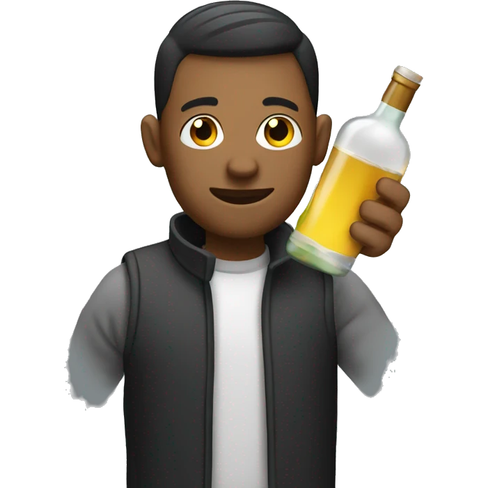 male with alcohol bottle emoji