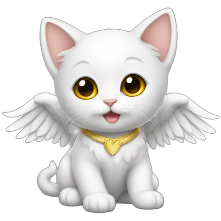 Cute baby cat wearing wings emoji