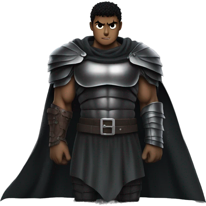 Guts from Berserk shows his biceps, black armor and cape emoji