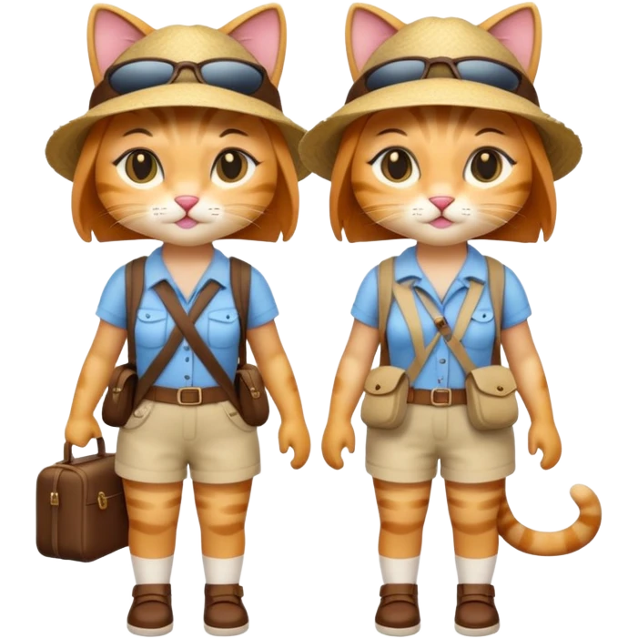 2 girl cats dressed up as tourists full body emoji