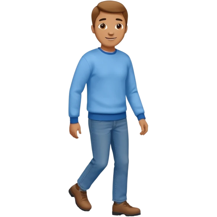 man with blue jean light blue sweater walking emoji