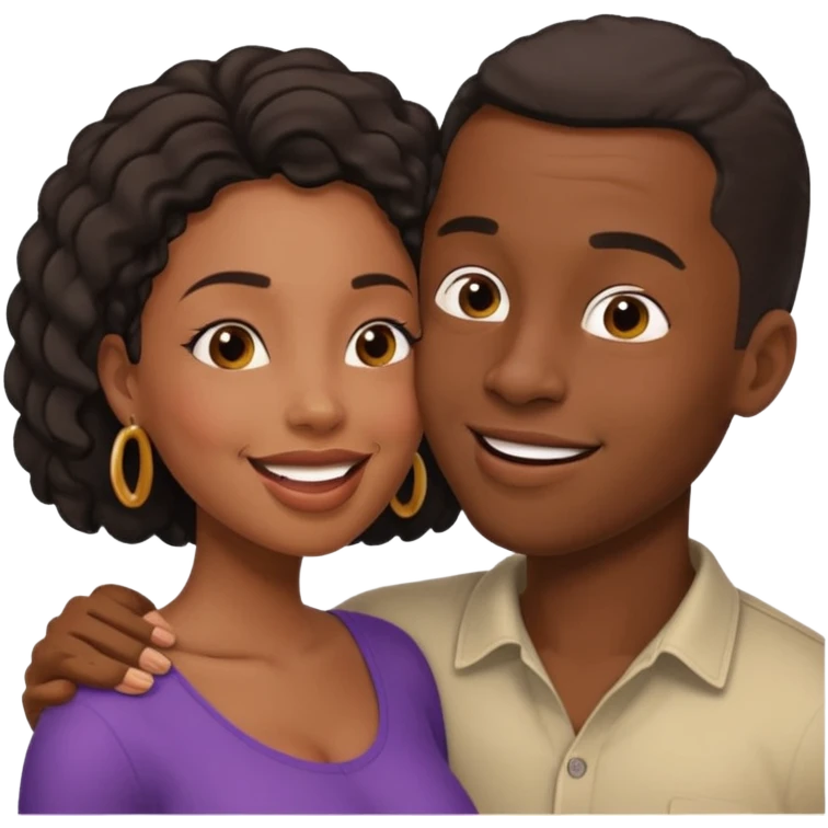 homme noire qui parle à l'oreille de la femme noire emoji