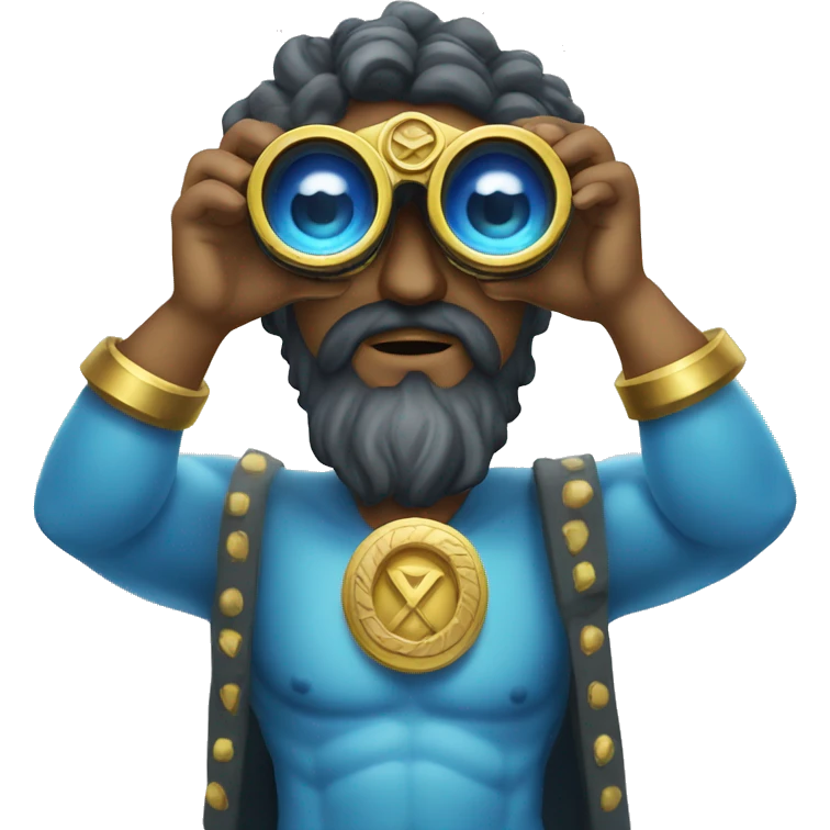 blue god zeus with binoculars emoji
