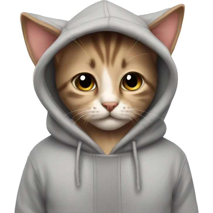 kitten wearing a cozy hoodie emoji