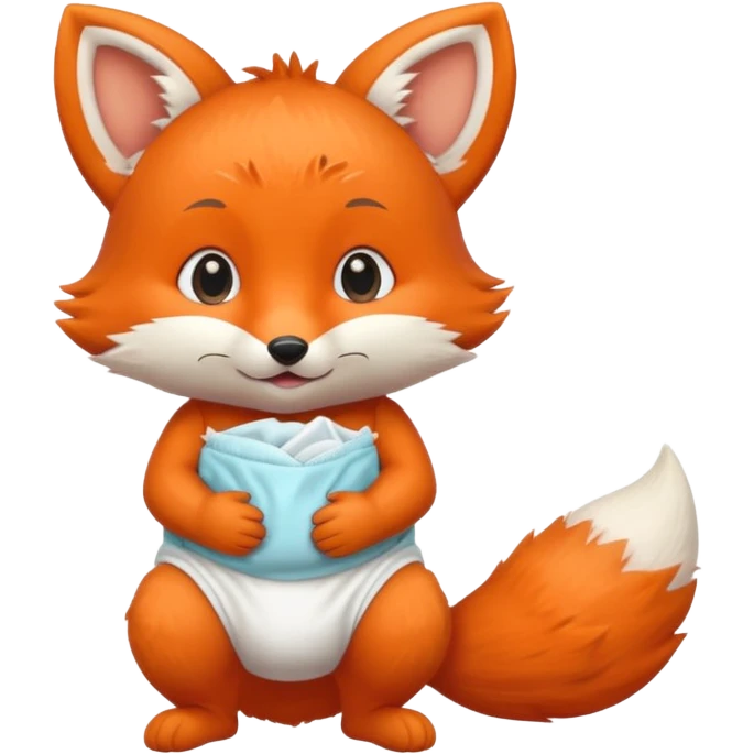 An baby full body fox wearing a diaper emoji