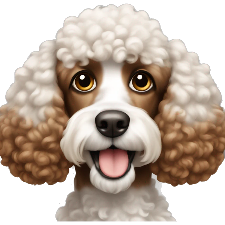 Brown and white poodle emoji
