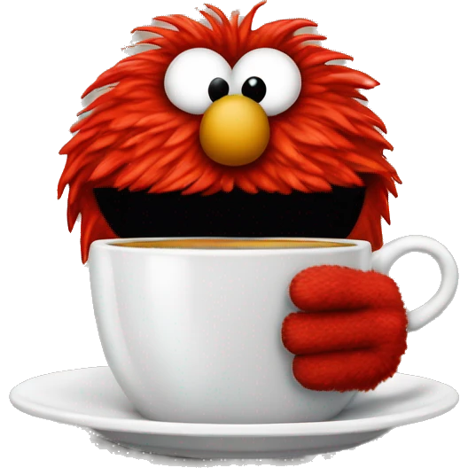 Elmo con taza de cafe emoji