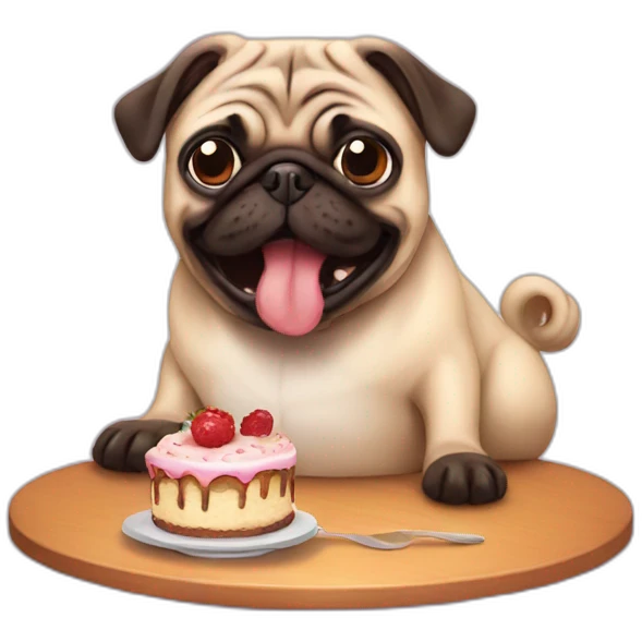 Pug eating cake emoji