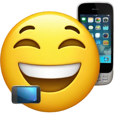 happy face with handphone  emoji