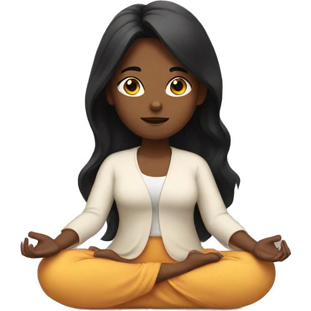 black haired girl meditating emoji