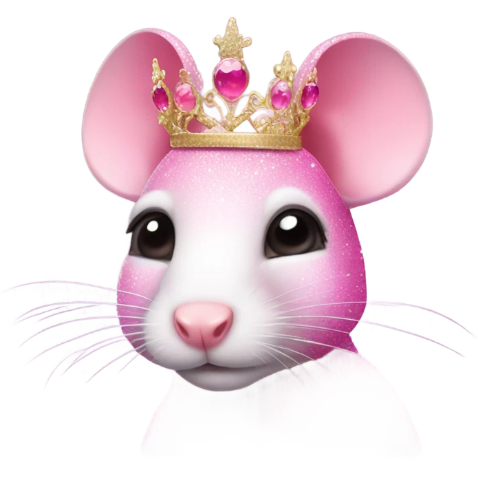 Pink ombre rat with tiara and glitted emoji