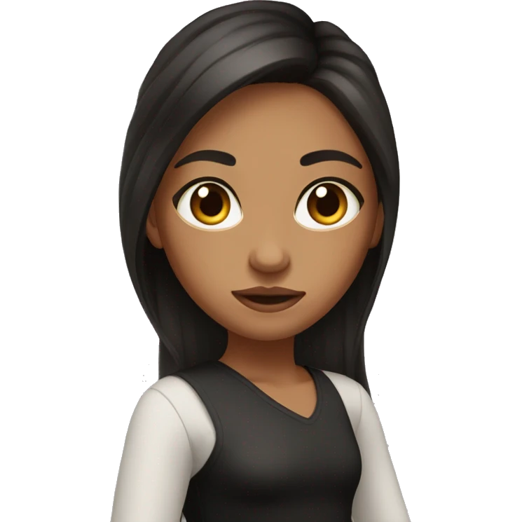 girl with tan skin hazel eyes and black blown out long hair emoji