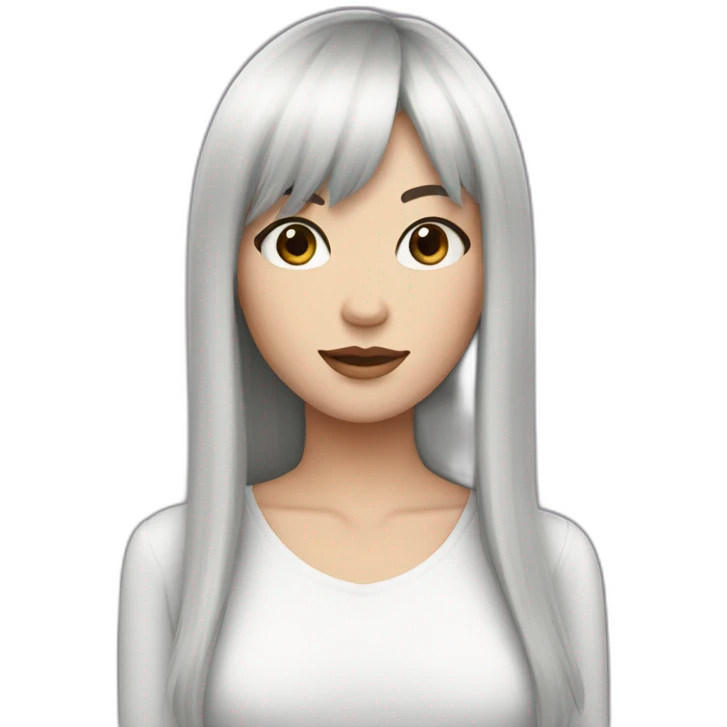 white wimen long black hair with bangs emoji