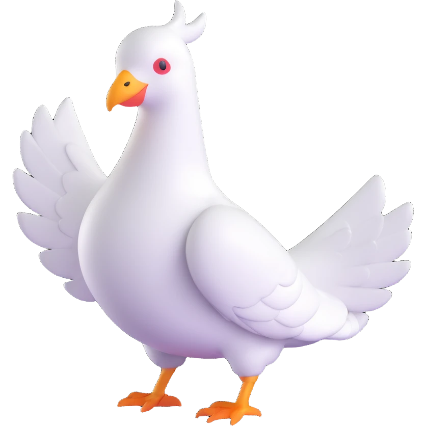 white pigeon wearing Flash costume emoji