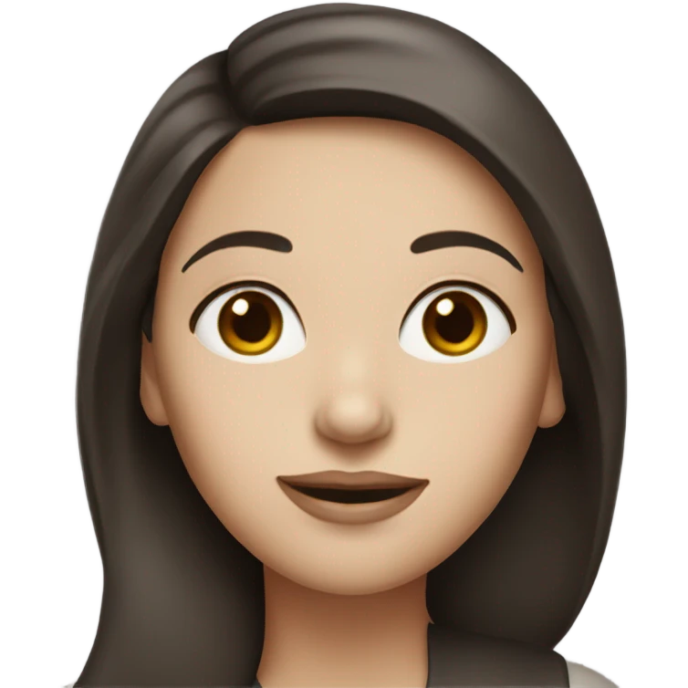 brunette woman with white face emoji