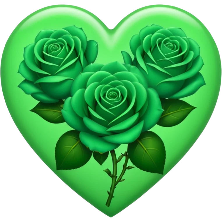 Green Heart with 3 green Roses  emoji