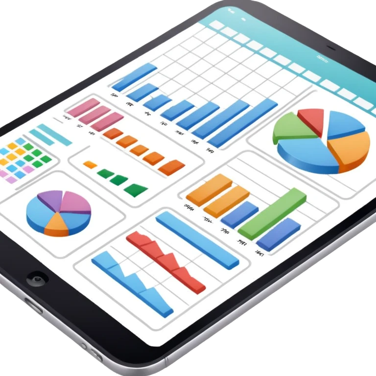 colorful white and pastel charts and spreadsheet tables on white page emoji